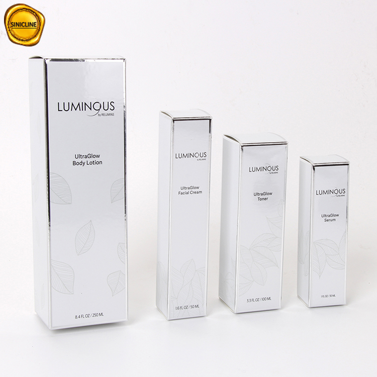  Custom Premium Cosmetic Silver Paper Lotion Packaging Box 